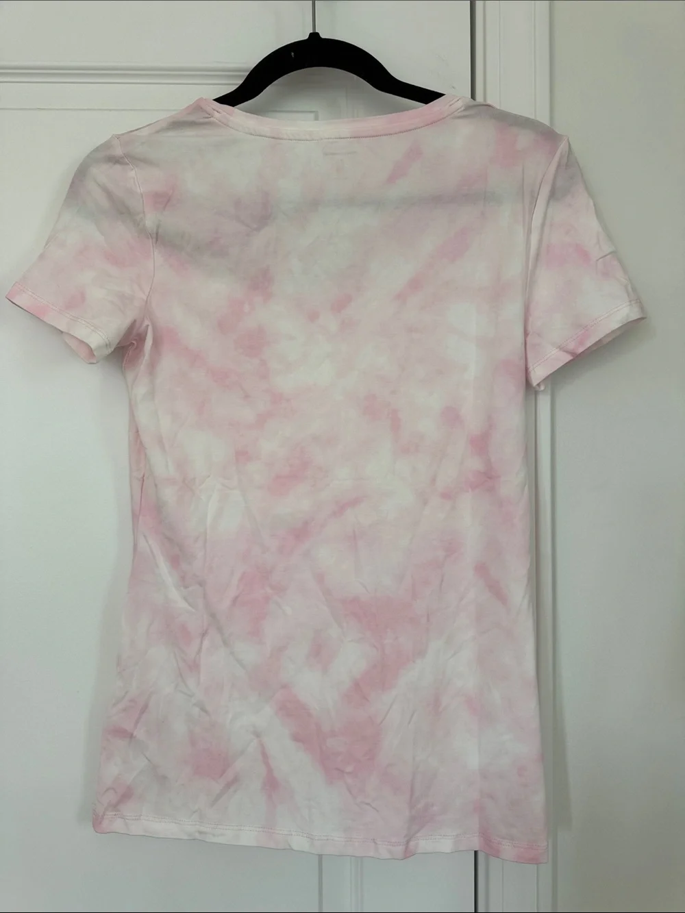 Amazon Pink & White Tie-Dye Scoop Neck Short Sleeve Tee Shirt